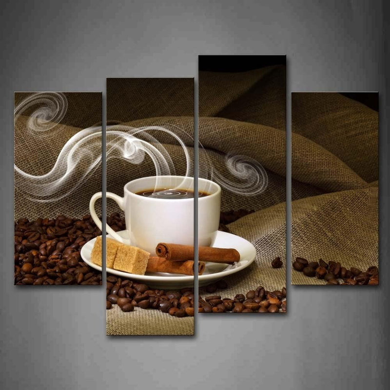 Print On Canvas Coffee And Bean 4 Panels