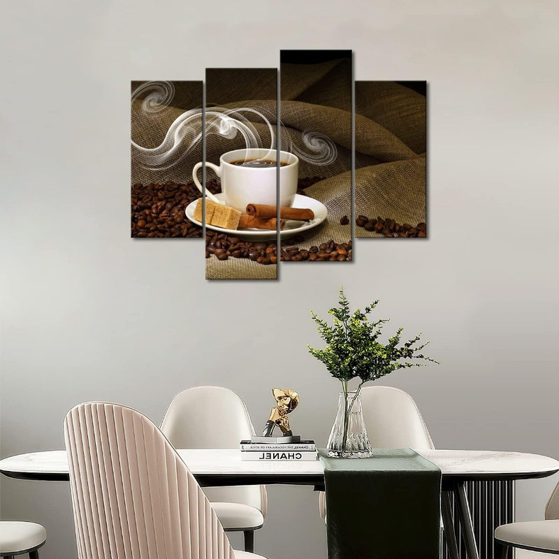 Print On Canvas Coffee And Bean 4 Panels