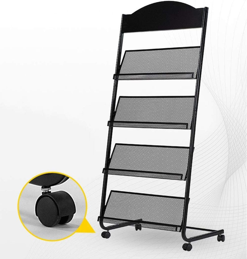 Floor Standing Magazine Rack Information Rack Newspaper Storage Book Rack Black