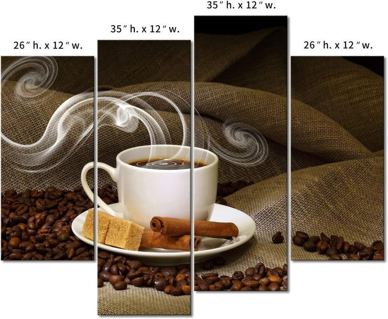 Print On Canvas Coffee And Bean 4 Panels