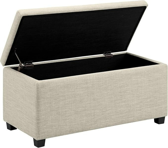 Amazon Basics Upholstered Storage Ottoman and Entryway Bench, 35.5"L, Beige