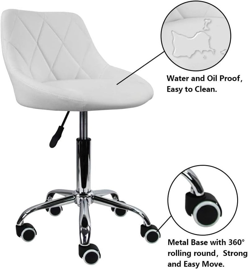 KKTONER Office Chair Mid Back PU Leather White