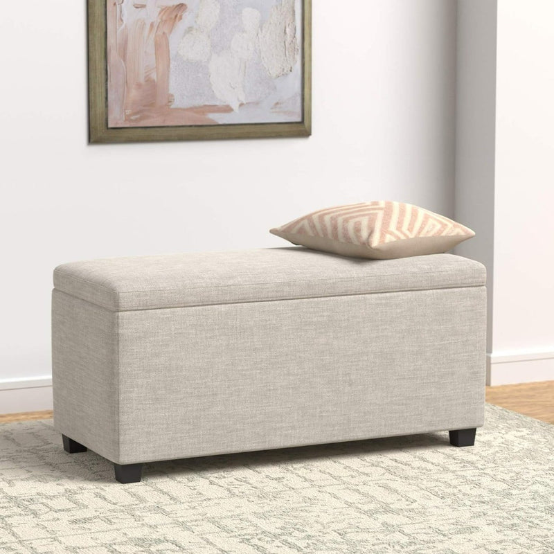 Amazon Basics Upholstered Storage Ottoman and Entryway Bench, 35.5"L, Beige