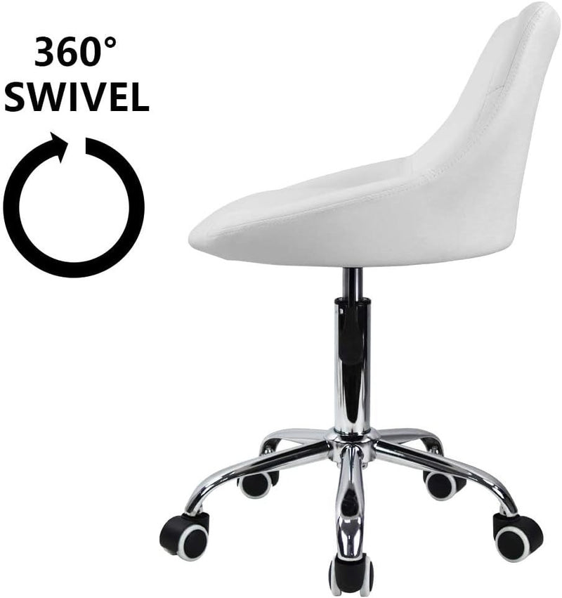 KKTONER Office Chair Mid Back PU Leather White