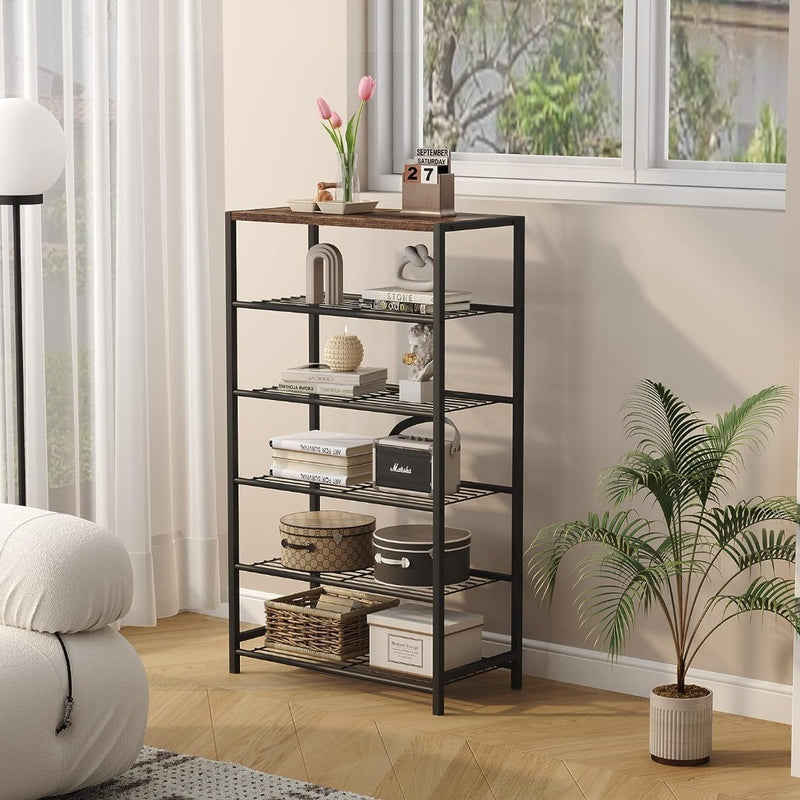 6-Tier Industrial Shoe Rack Metal Shoe Storage