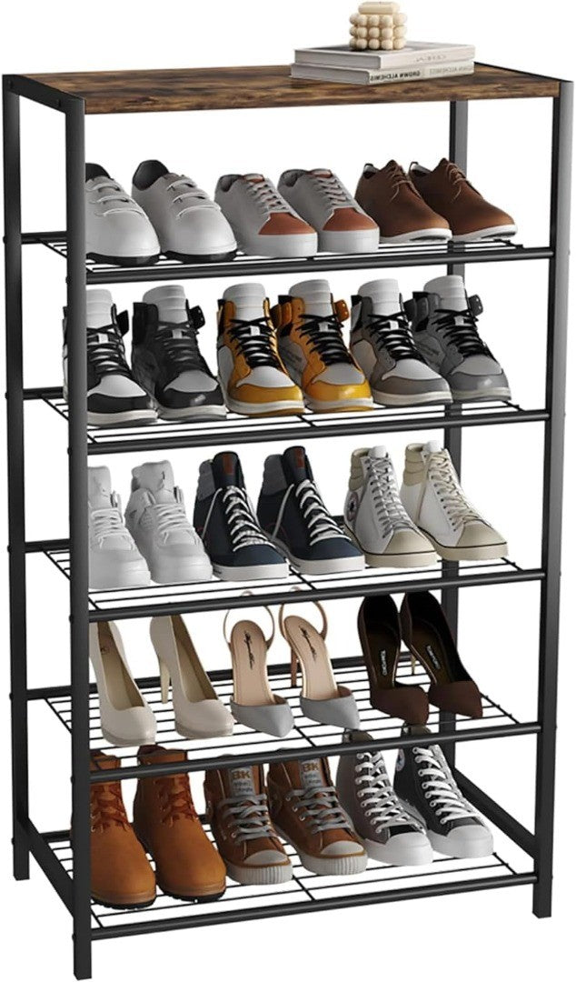 6-Tier Industrial Shoe Rack Metal Shoe Storage