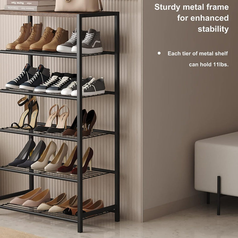 6-Tier Industrial Shoe Rack Metal Shoe Storage