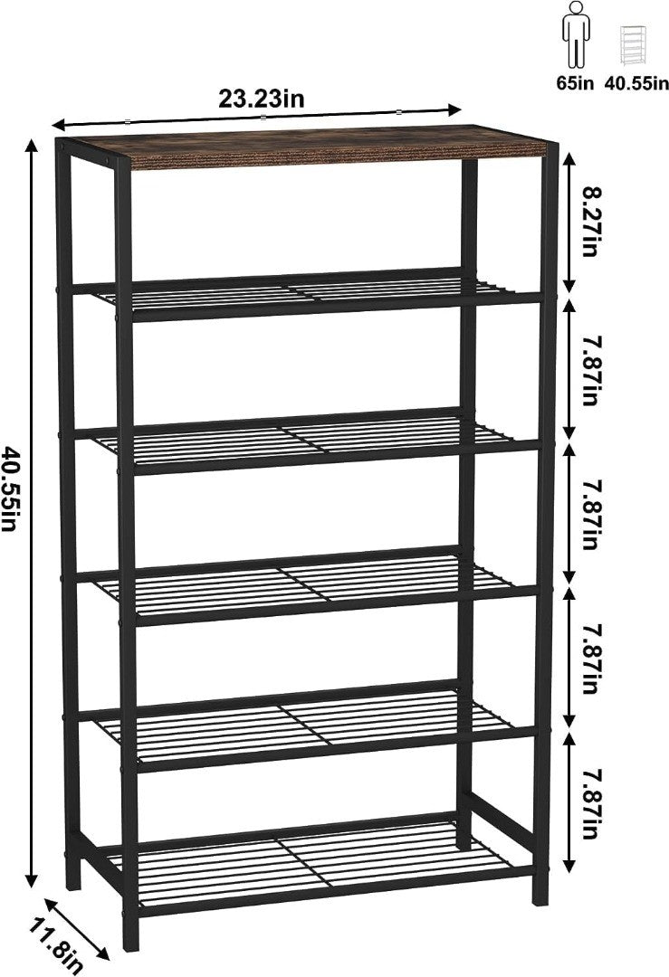 6-Tier Industrial Shoe Rack Metal Shoe Storage