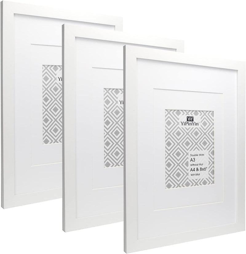 A3 Wooden Picture Frames 3 Set White Two Tone