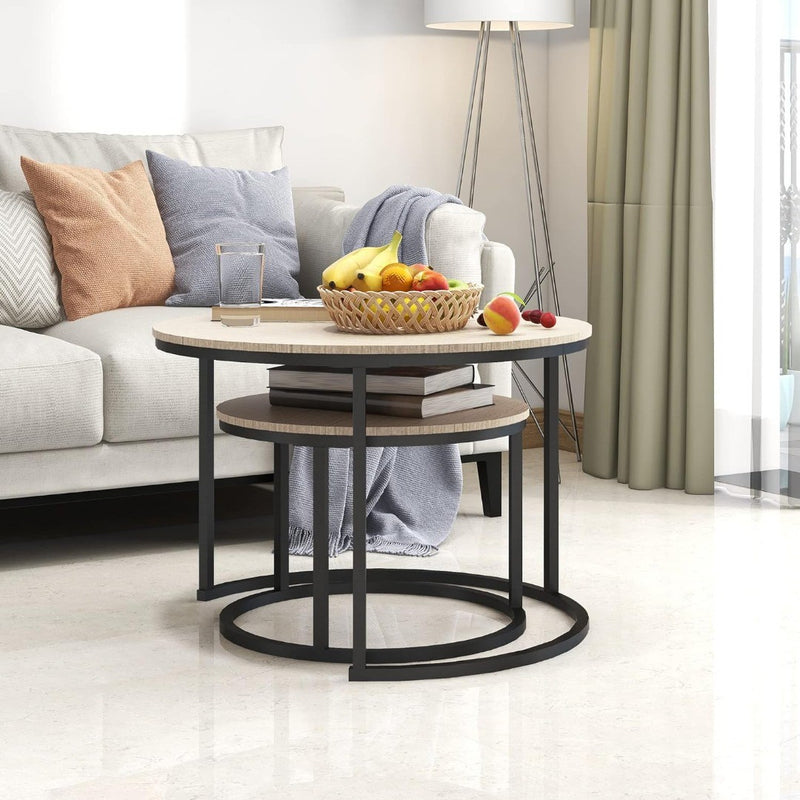 Round Coffee Tables Stacking End Side Tables