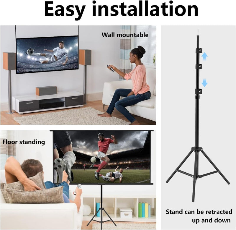 Screen Projector with Stand - 16:9 HD Portable Screen