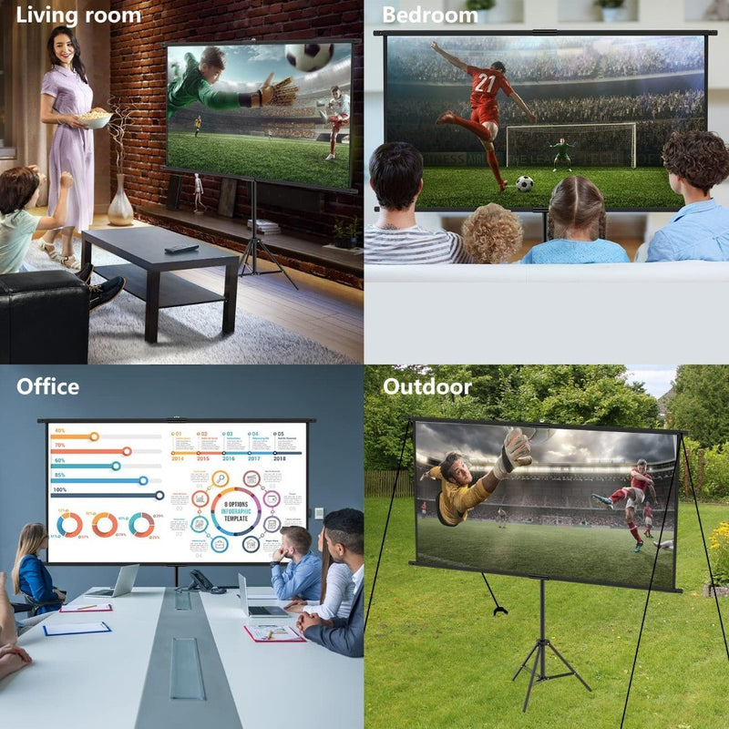 Screen Projector with Stand - 16:9 HD Portable Screen