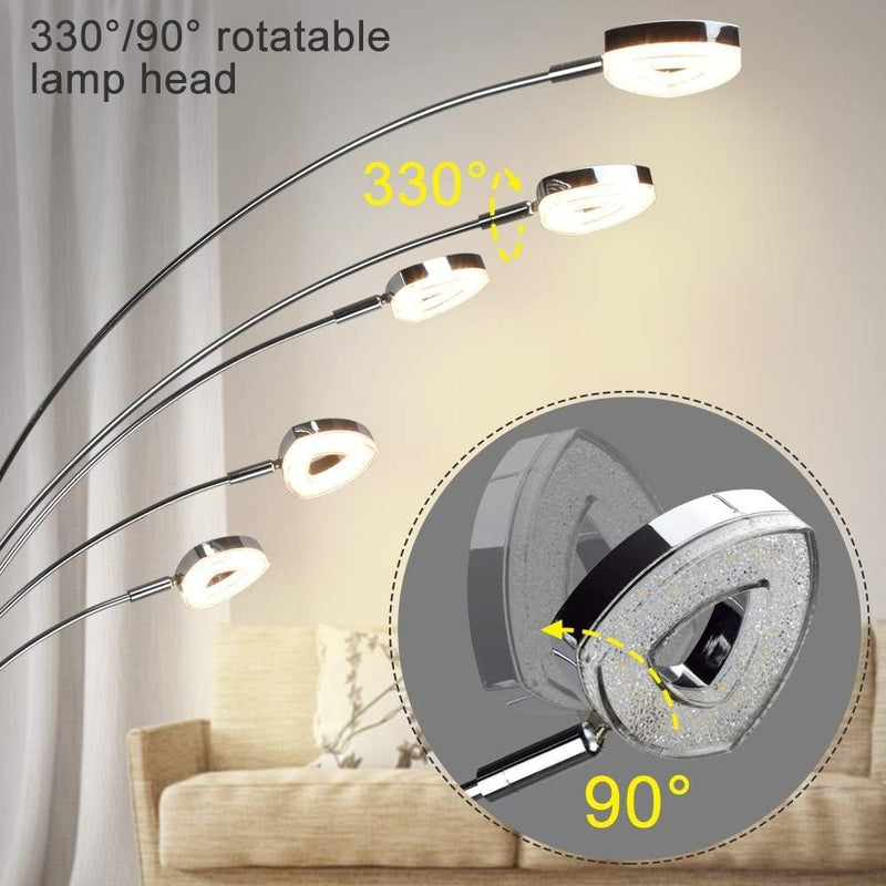 5-Way Rotatable LED Floor Lamps 3000k Warm White, 5*4W Dimmable