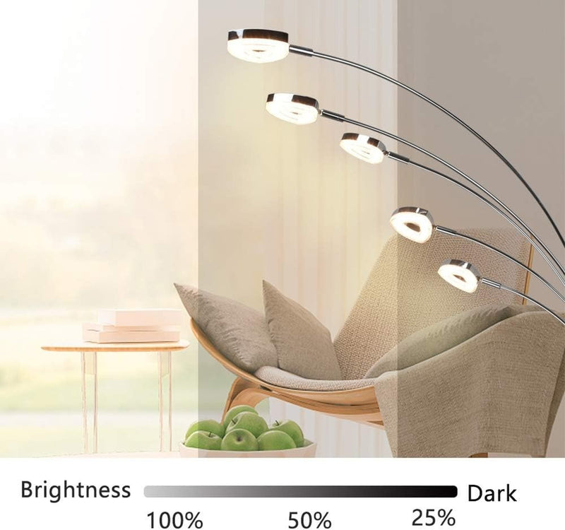 5-Way Rotatable LED Floor Lamps 3000k Warm White, 5*4W Dimmable