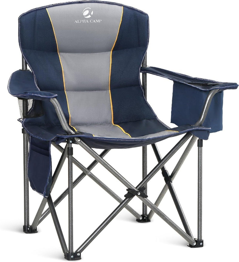 Oversized Camping Chair with Cooler Bag Support 450LBS