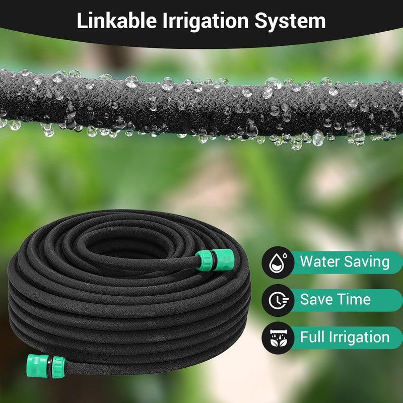 Soaker Hose Set Drip Irrigation Porous 50M for Flowerbeds Gardens Greenhouses