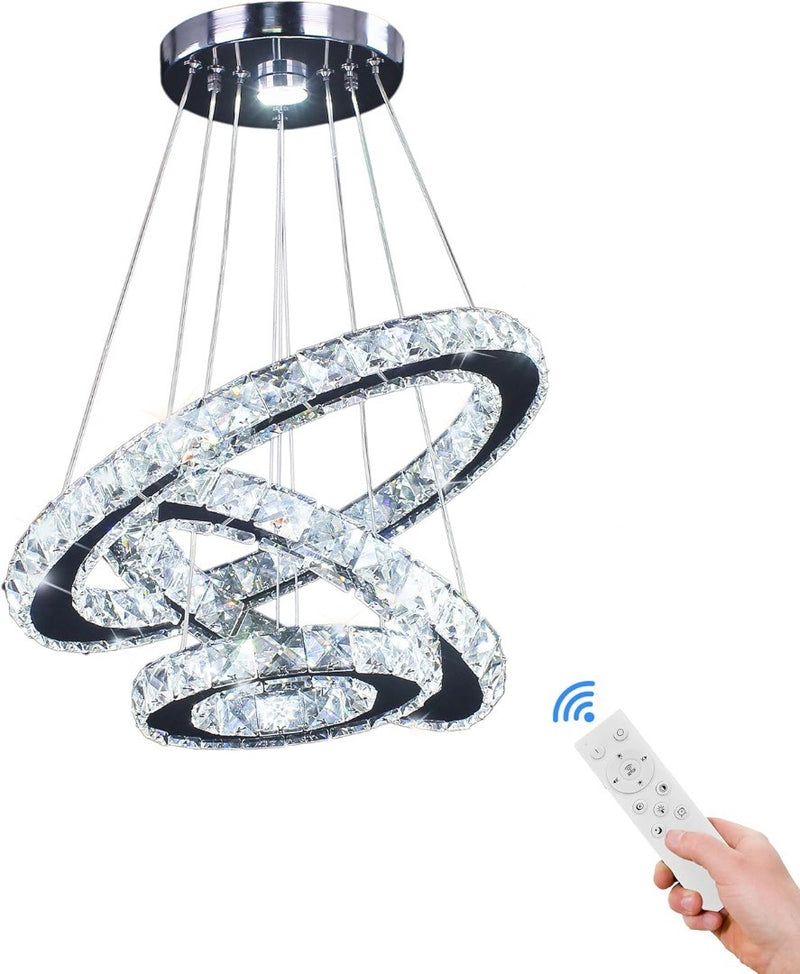 LED Chandelier Fixture 3 Rings ‎45 x 45 x 12 cm