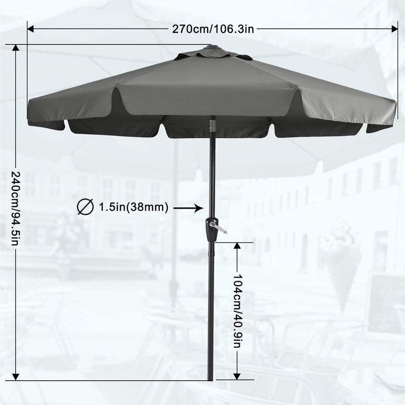 Patio Umbrella 8 Ribs 240 x 270 cm Dark Grey