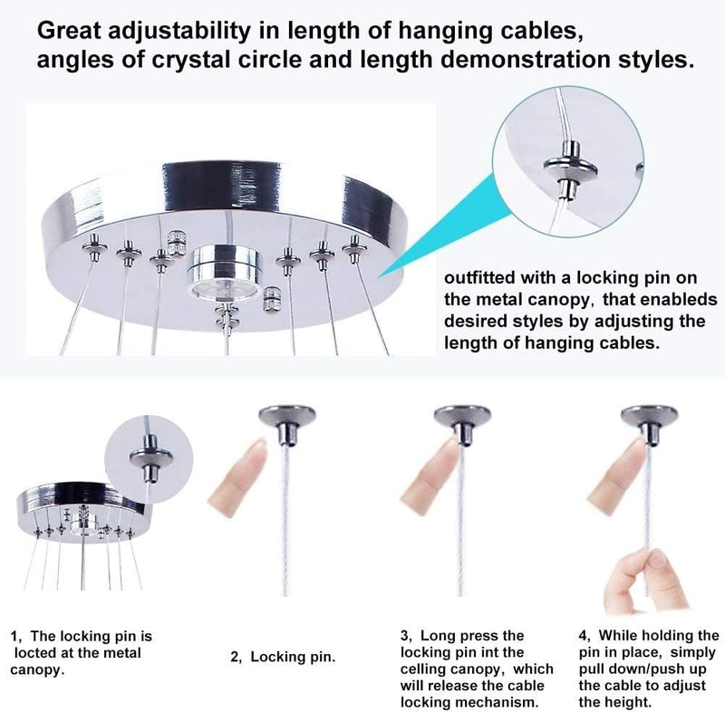 LED Chandelier Fixture 3 Rings ‎45 x 45 x 12 cm