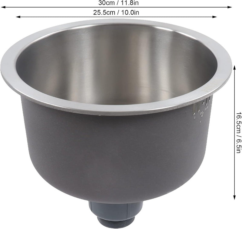 Round Kitchen Sink with Drainpipe 30cm