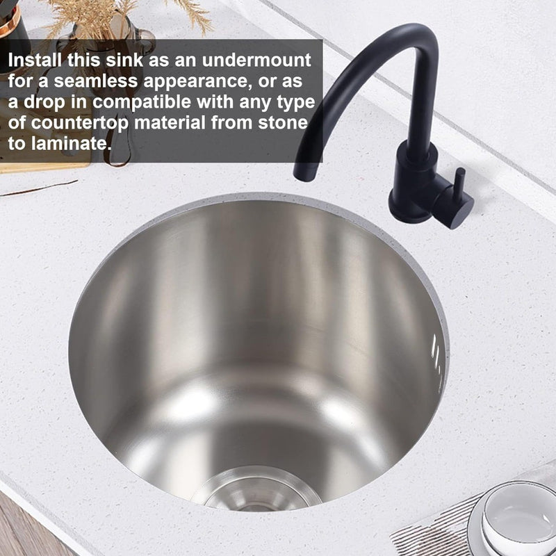 Round Kitchen Sink with Drainpipe 30cm