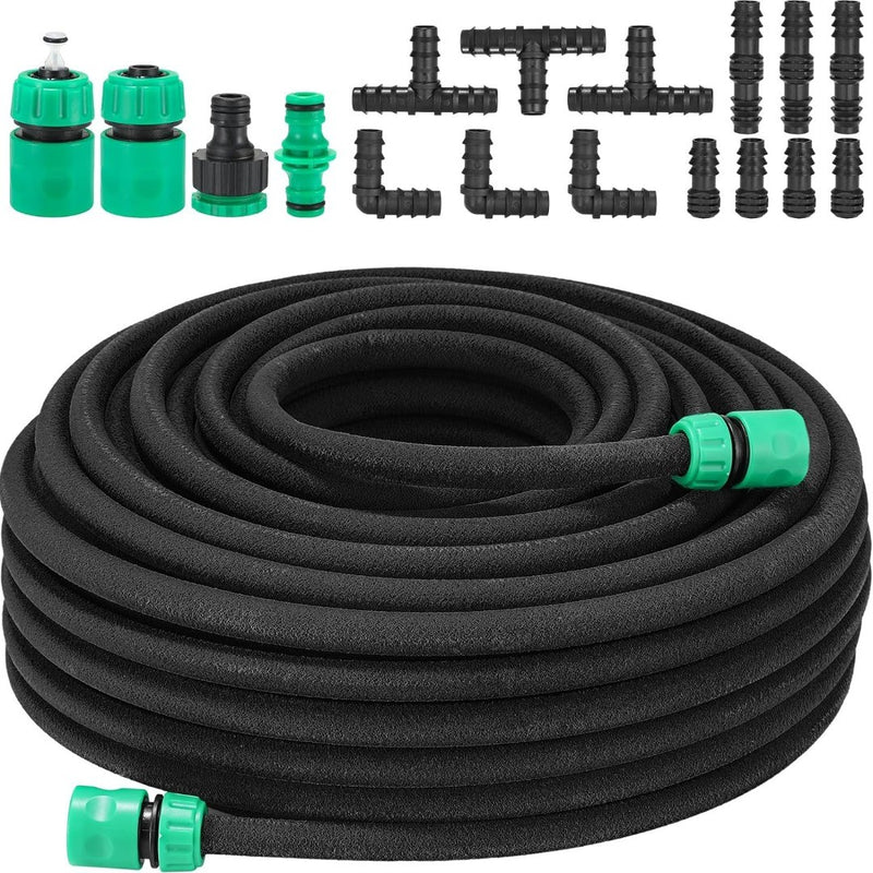 Soaker Hose Set Drip Irrigation Porous 50M for Flowerbeds Gardens Greenhouses