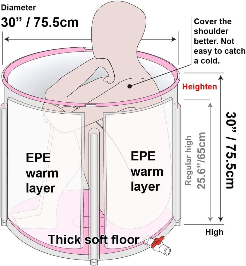 Portable Bathtub 75cm Hot Tub or Ice Bath