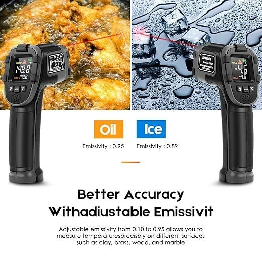 Infrared Thermometer Digital Temperature Gun High and Low Temperature 2 Pack