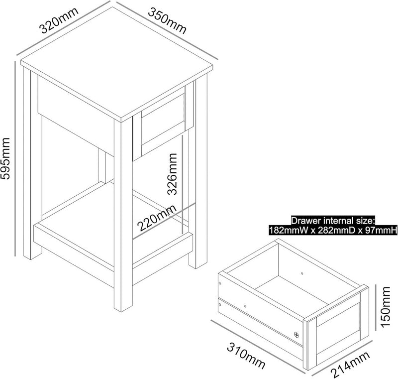 Bedside Table Rattan Effect 35 x 32 x 59.5 cm