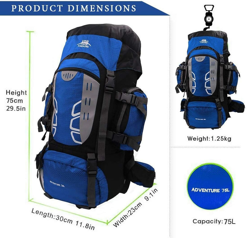 Hiking Backpack Water-Resistant 75L