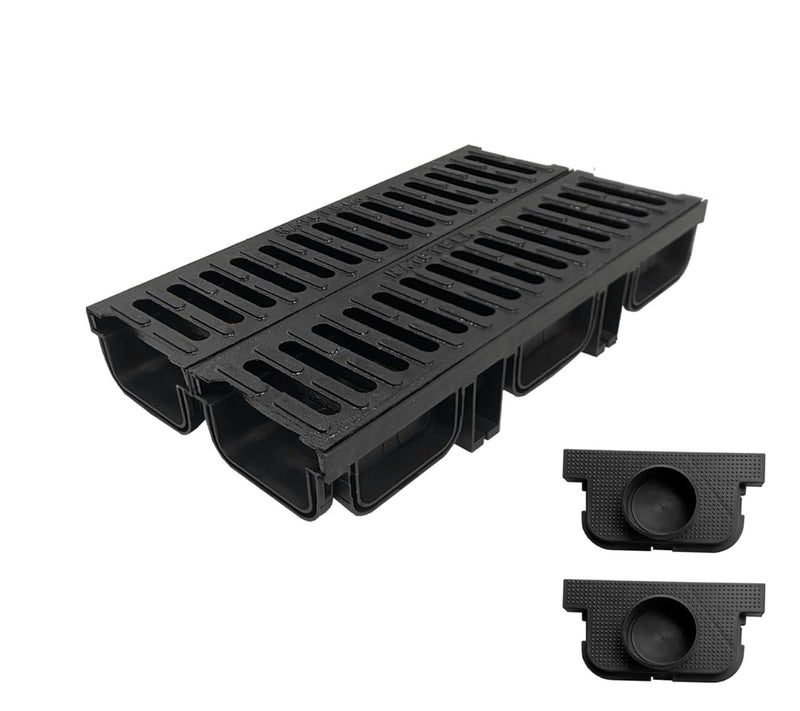 Channel Drain with Cast Iron Grating 2 Pack