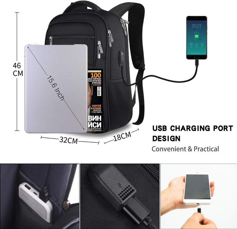 Backpack with USB Charging Port Unisex