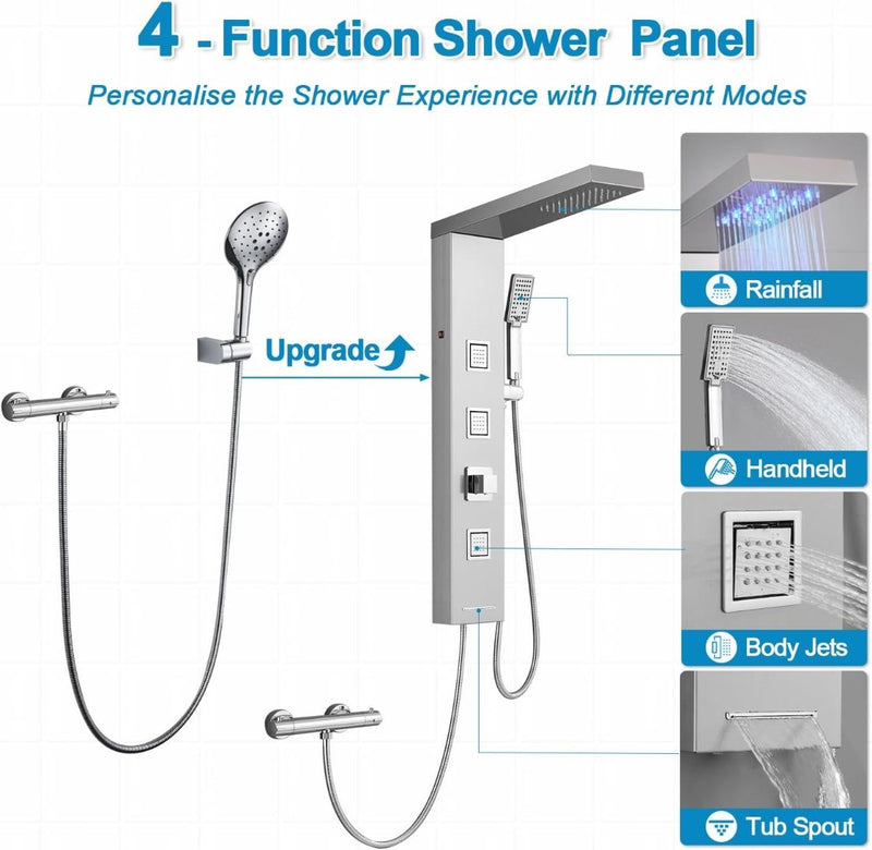 Shower Panel Tower System Stainless Steel ROVOGO