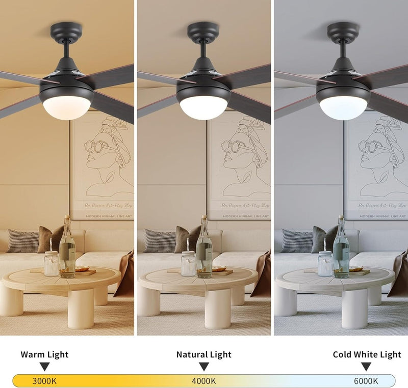 Bronze and Dark Wood Ceiling Fans Lights with Remote Control, 48'' Fans CJOY