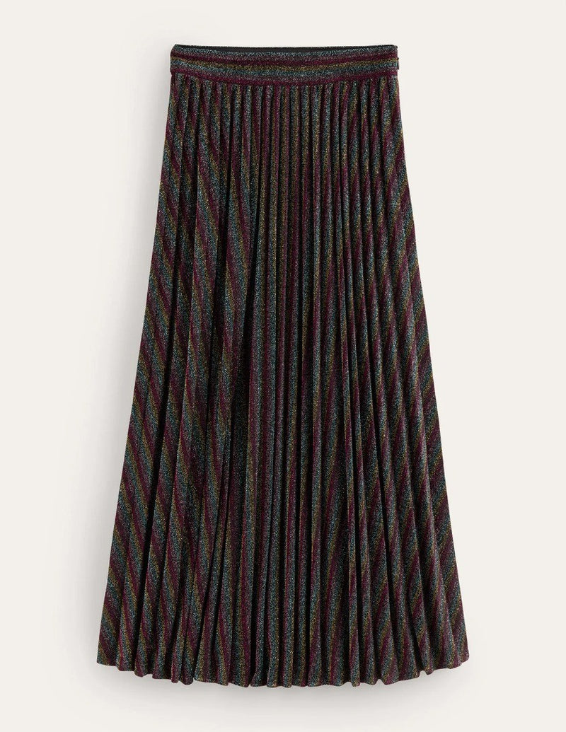 BODEN Jersey Metallic Pleated Skirt UK 8