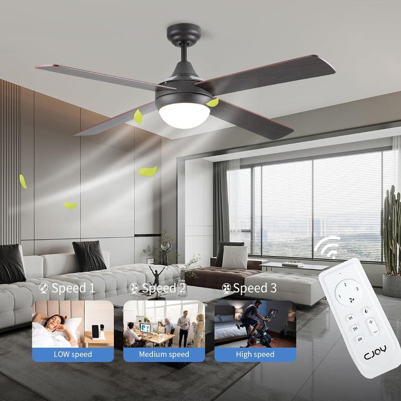 Bronze and Dark Wood Ceiling Fans Lights with Remote Control, 48'' Fans CJOY