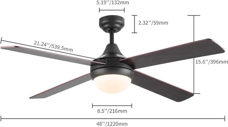 Bronze and Dark Wood Ceiling Fans Lights with Remote Control, 48'' Fans CJOY