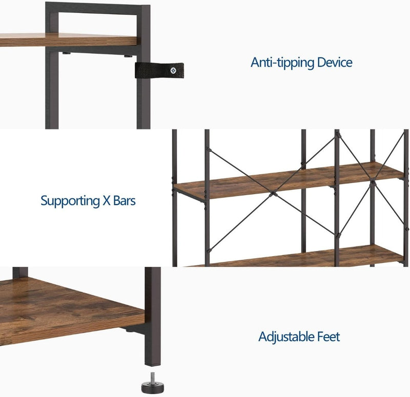 Vedacasa Corner Bookshelf 5 Tiers Deformable Bookcase Industrial