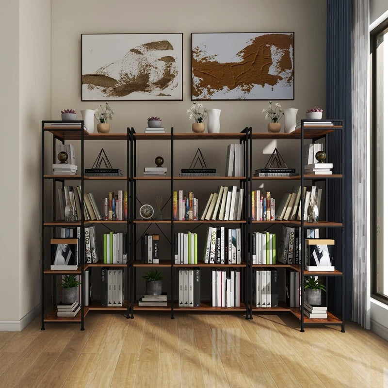 Vedacasa Corner Bookshelf 5 Tiers Deformable Bookcase Industrial