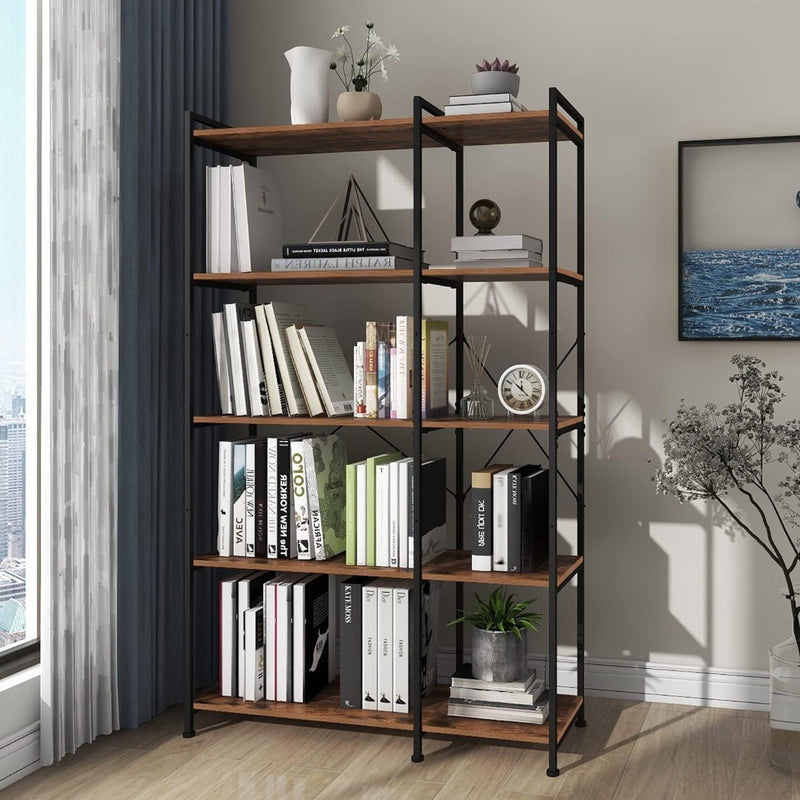 Vedacasa Corner Bookshelf 5 Tiers Deformable Bookcase Industrial