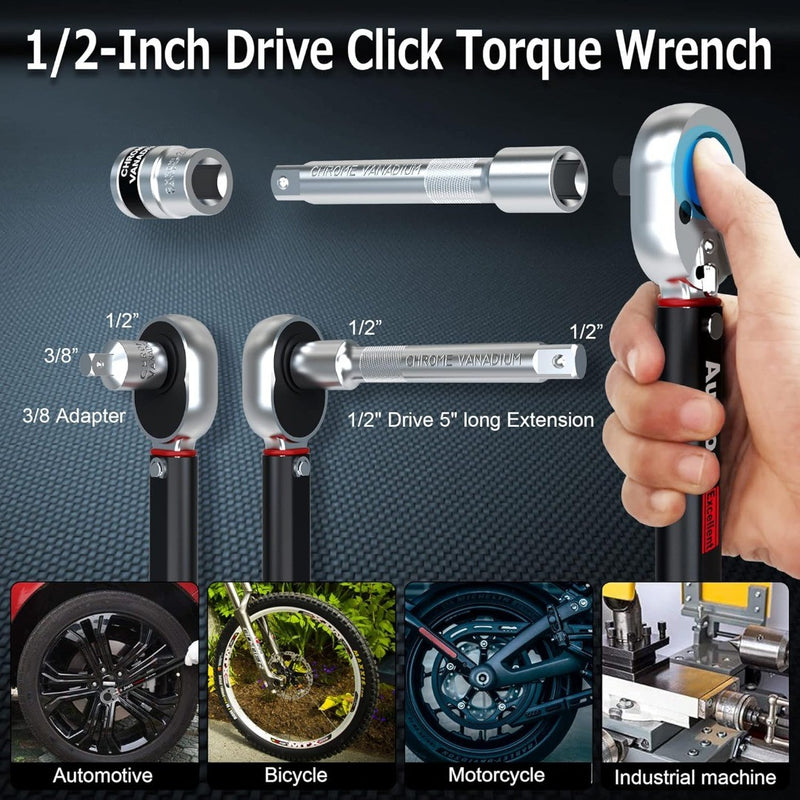 1/2 Inch Drive Click Torque Wrench 28-210 Nm