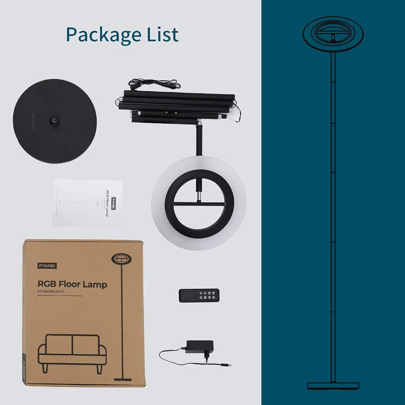 Floor Lamp, Reading Standing Lamp, Stepless Dimming & 4 Colour Temperature