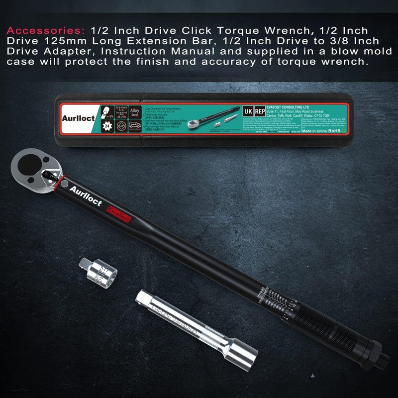 1/2 Inch Drive Click Torque Wrench 28-210 Nm