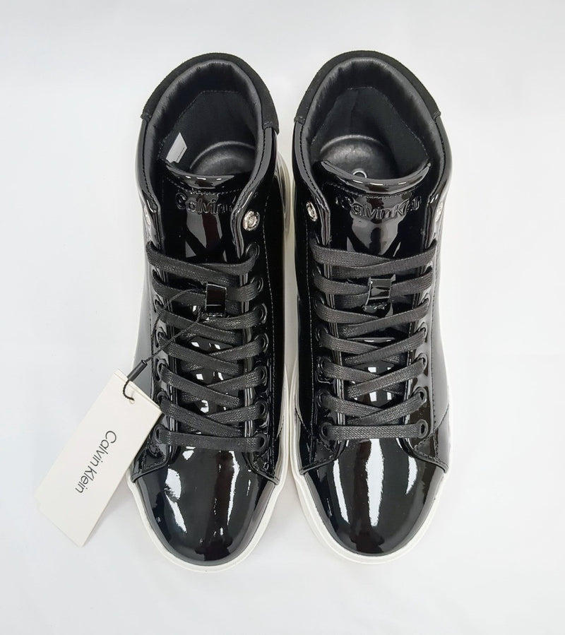 CALVIN KLEIN Patent Leather High Top Trainers UK4 EU37