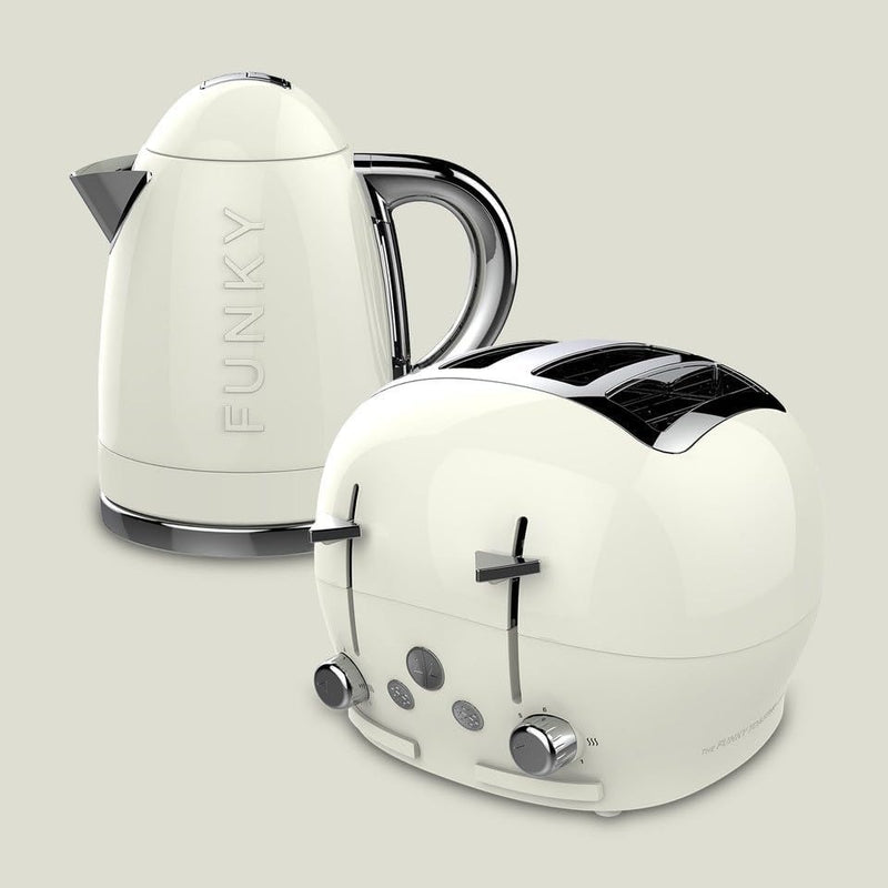 1.7 Litre Kettle and 4 Slice Toaster Set Cream - The Funky Appliance Company