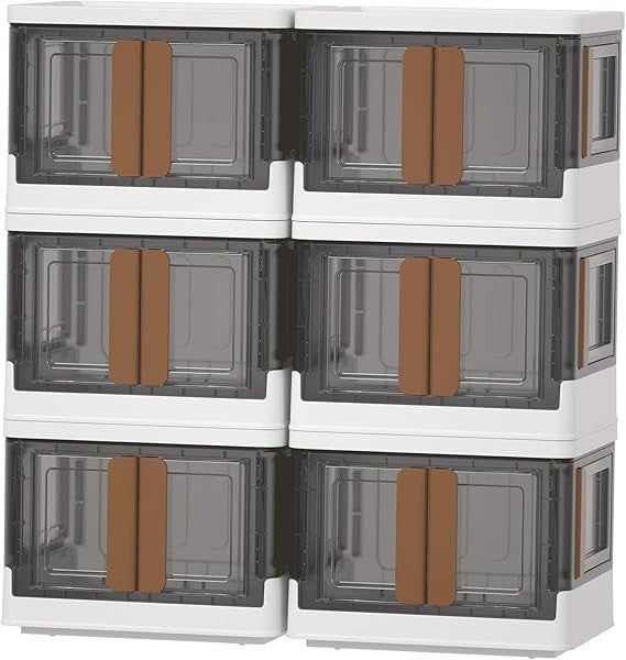 Stackable Storage Boxes 6 Pack Collapsible HAIXIN