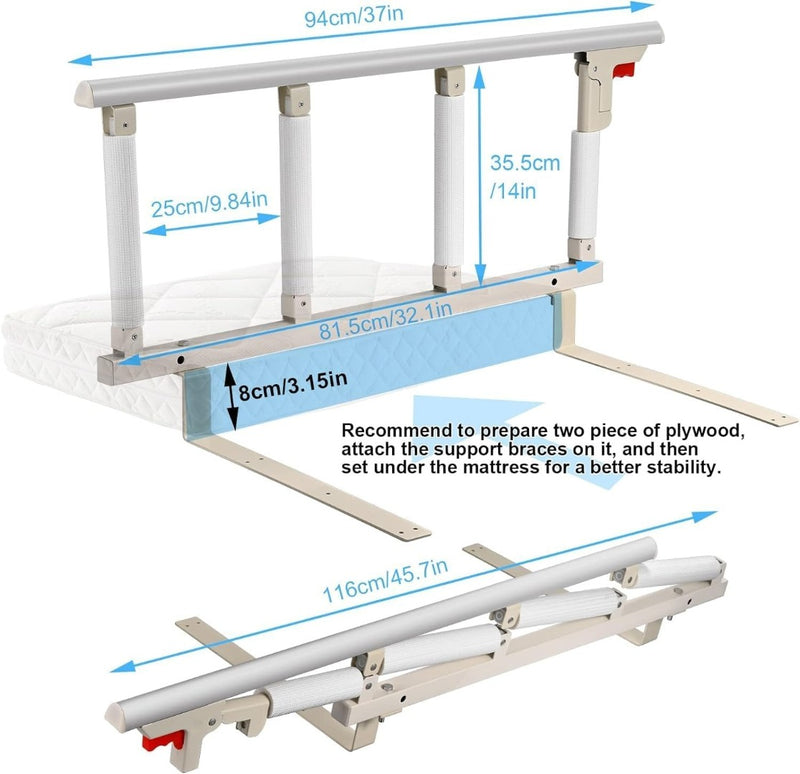 Bed Rail for Elderly 97 * 40cm Foldable Bed Rail Safety Side Protector