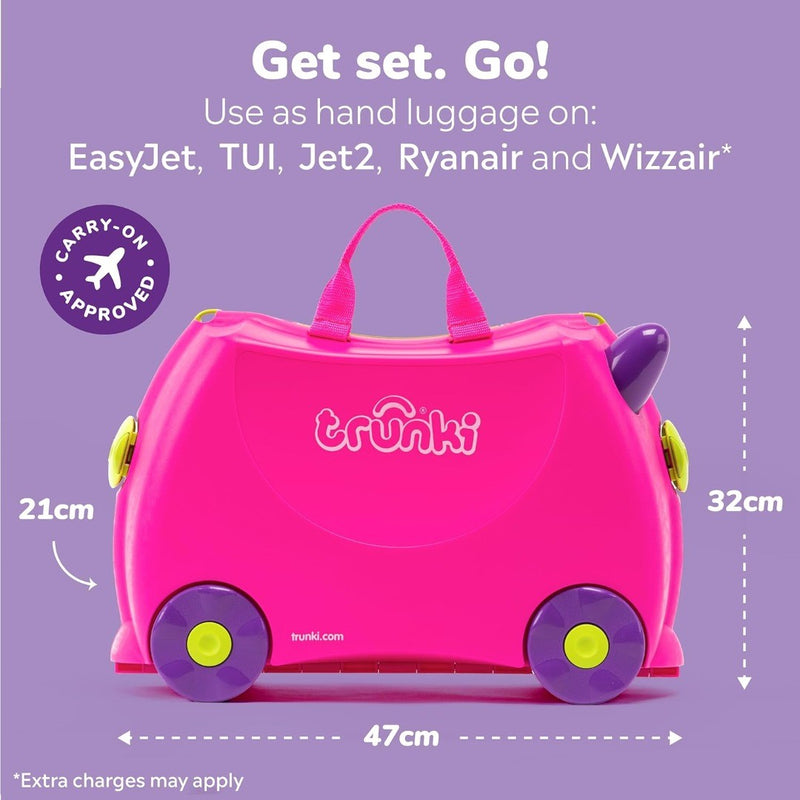 Trunki Children’s Ride-On Suitcase and Kid's Hand Luggage Pink