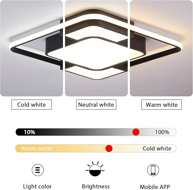 Led Ceiling Light for Bedroom,Remote Control,Brightness Dimmable