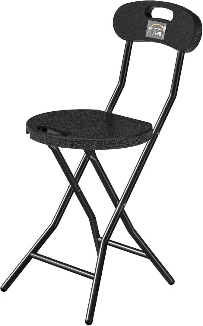 Folding Chair with Backrest Metal Frame Black